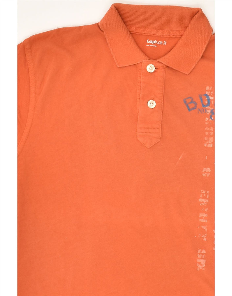 GAP Boys Graphic Polo Shirt 11-12 Years XL  Orange Cotton | Vintage Gap | Thrift | Second-Hand Gap | Used Clothing | Messina Hembry 