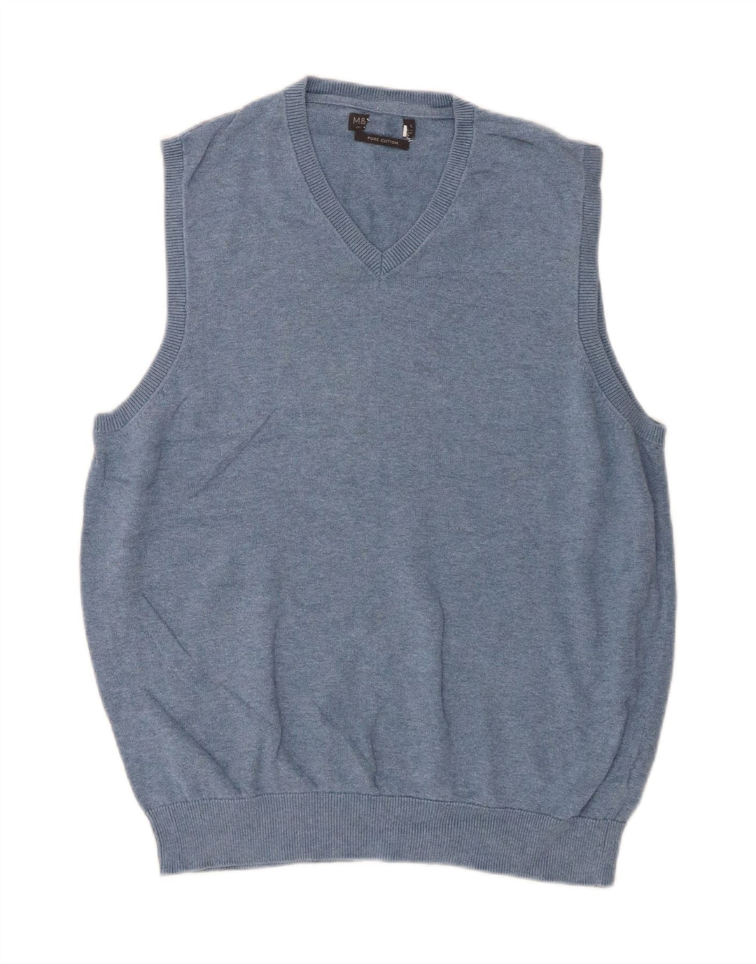 Marks & Spencer Mens Vest Tank Top Large Blue Cotton