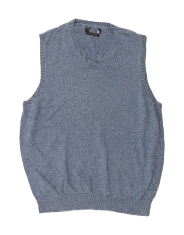 Marks & Spencer Mens Vest Tank Top Large Blue Cotton