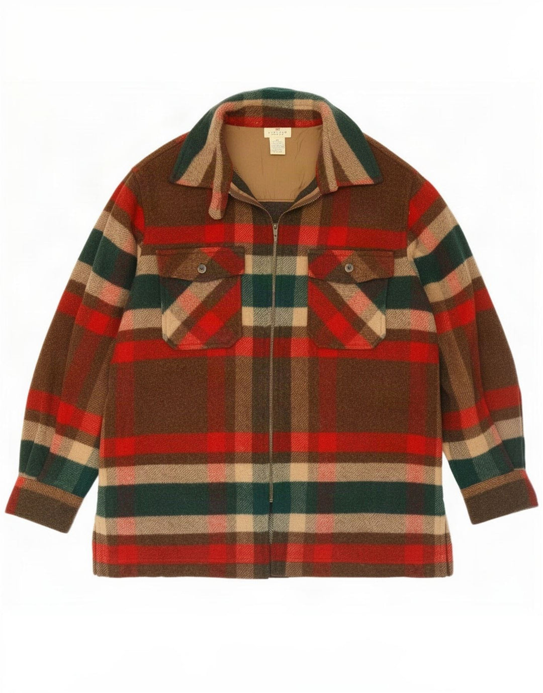 Vintage Mens Flannel Shirt Medium Red Check Acrylic