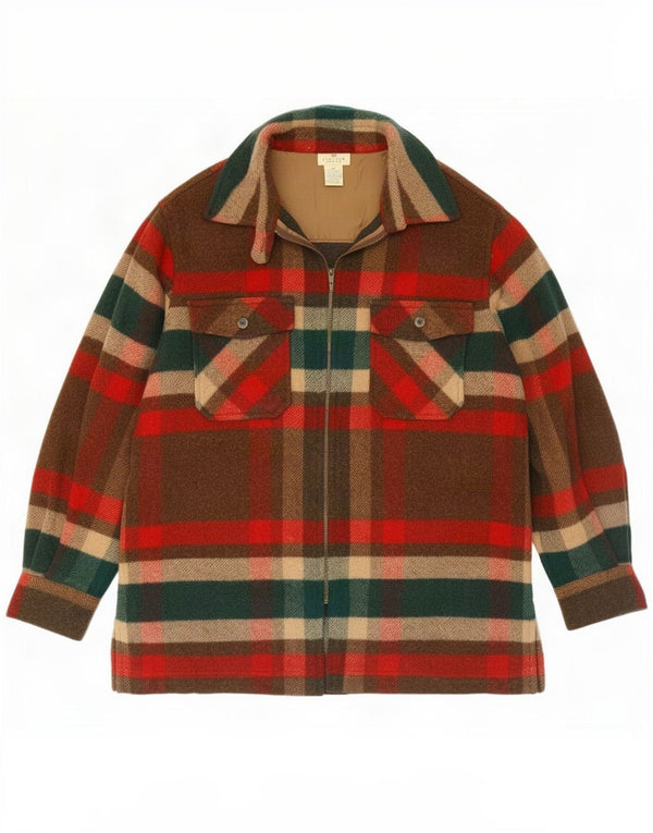 Vintage Mens Flannel Shirt Medium Red Check Acrylic