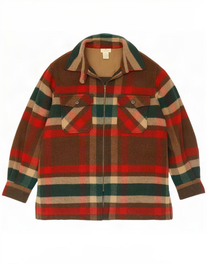 Vintage Mens Flannel Shirt Medium Red Check Acrylic