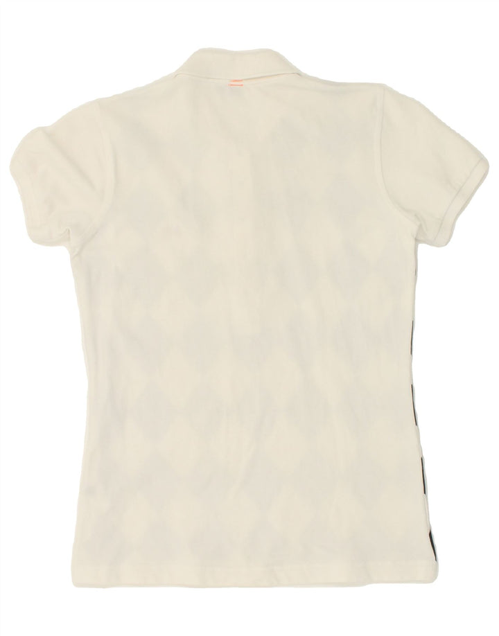 SUN68 Womens Polo Shirt Small White Argyle/Diamond Cotton Vintage Sun68 and Second-Hand Sun68 from Messina Hembry 