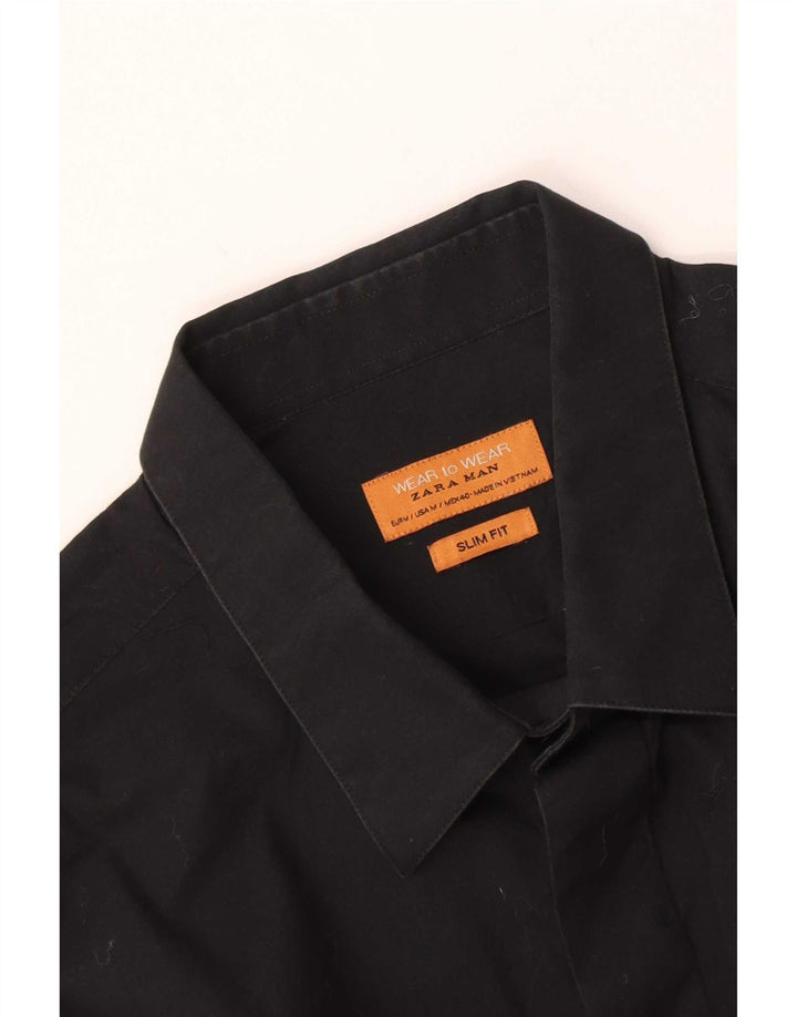 Zara Mens Slim Fit Shirt Medium Black