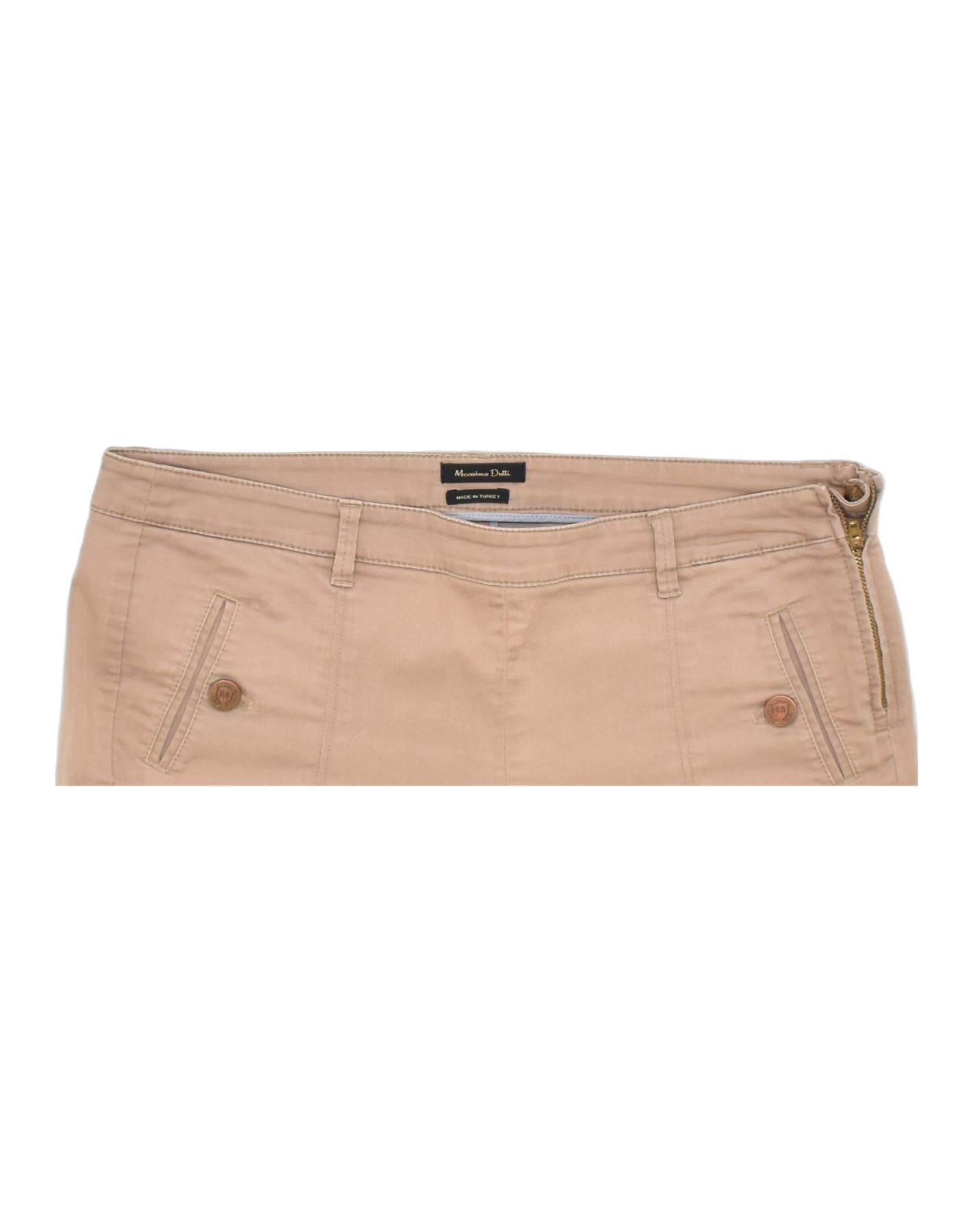 Sisley spodnie damskie kolor beżowy dopasowane medium waist | Answear.com