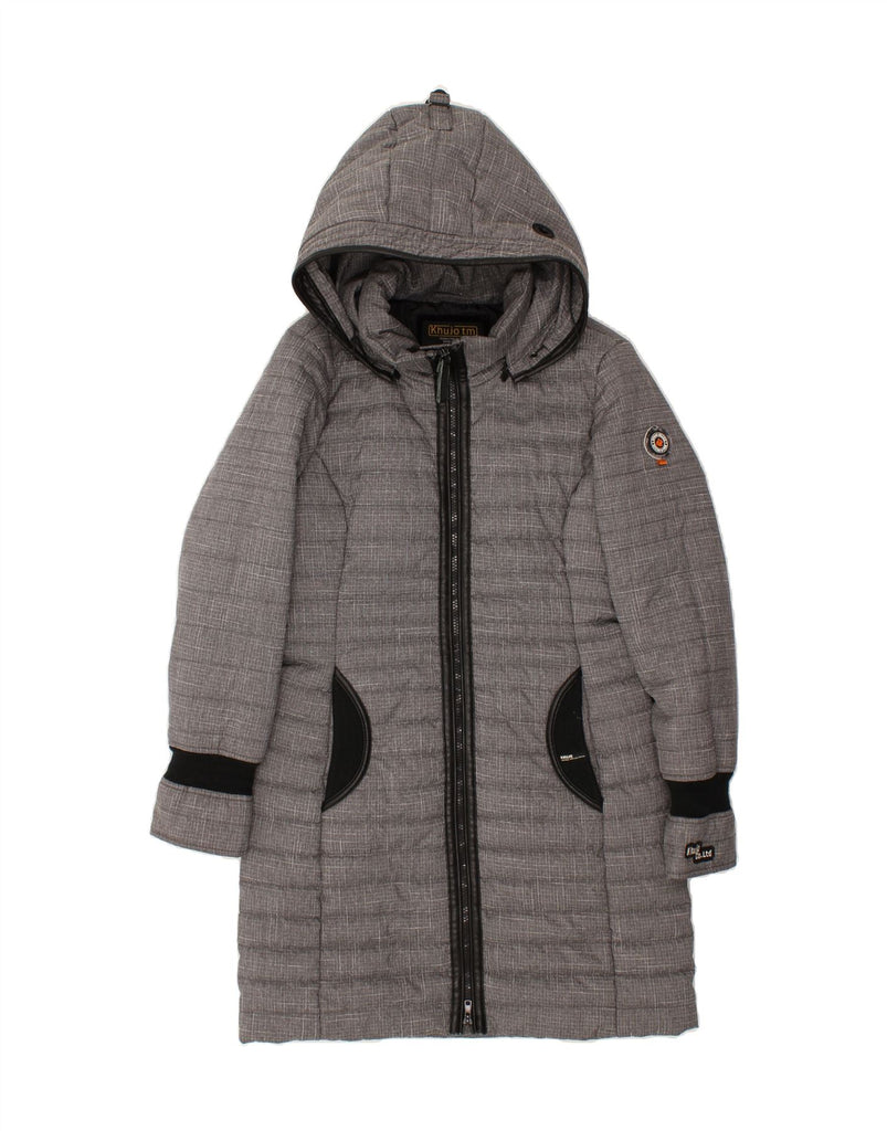 KHUJO Womens Hooded Padded Coat UK 10 Small Grey Polyester Vintage KHUJO and Second-Hand KHUJO from Messina Hembry 