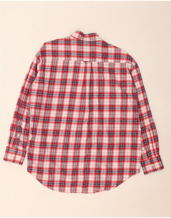 GANT Womens Longline Oversized Flannel Shirt UK 8 Small Red Check Cotton