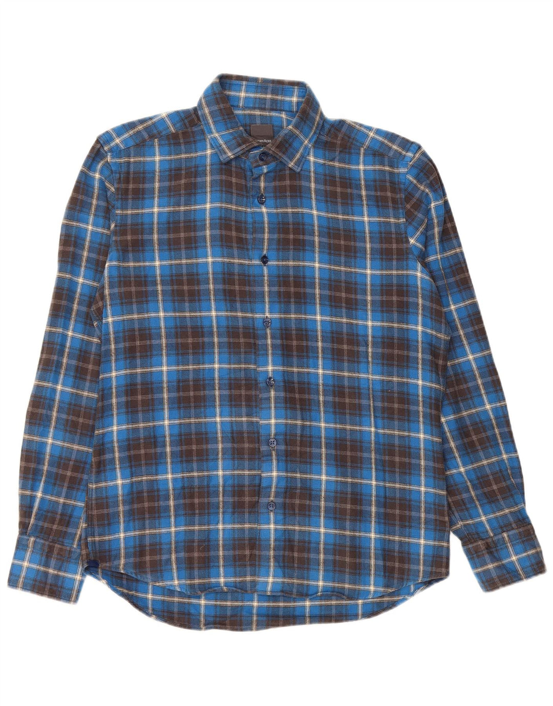 JAMES ROSS Mens Flannel Shirt Size 41 16 Large Blue Check Cotton