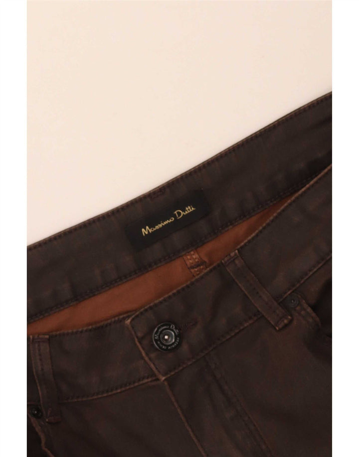 Massimo Dutti Womens Waxed Slim Casual Trousers W30 L30 Brown