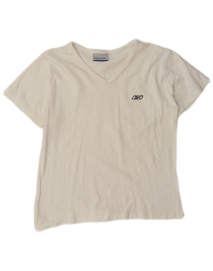 Reebok Womens T-Shirt Top UK 14 Large White Cotton