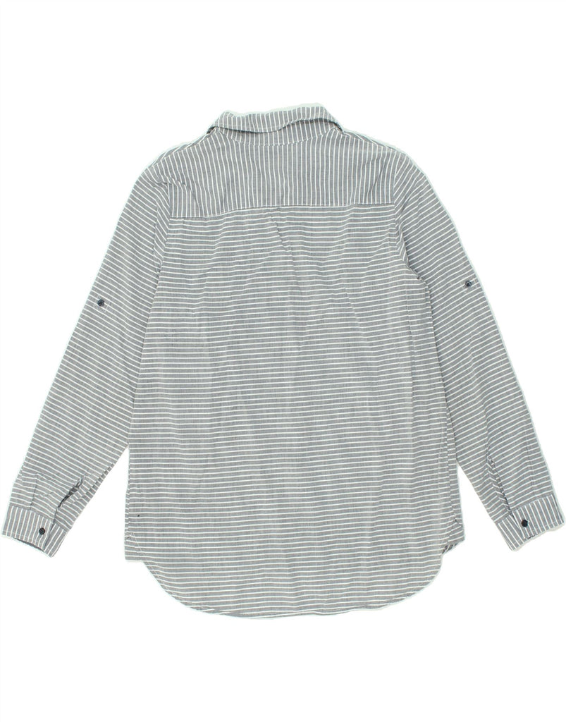 TOMMY HILFIGER Womens Pullover Shirt UK 14 Medium Grey Striped Cotton | Vintage Tommy Hilfiger | Thrift | Second-Hand Tommy Hilfiger | Used Clothing | Messina Hembry 