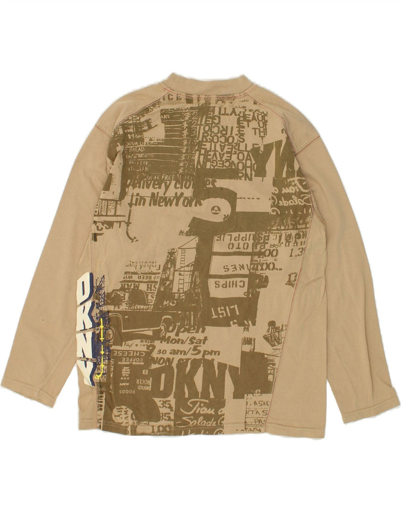 DKNY Boys Graphic Sweatshirt Jumper 9-10 Years Beige Cotton | Vintage Dkny | Thrift | Second-Hand Dkny | Used Clothing | Messina Hembry 