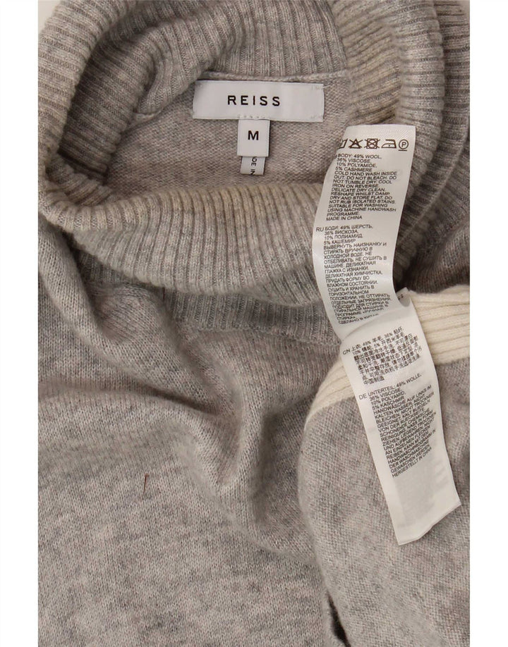 Reiss Mens Roll Neck Jumper Sweater Medium Grey Colourblock Wool