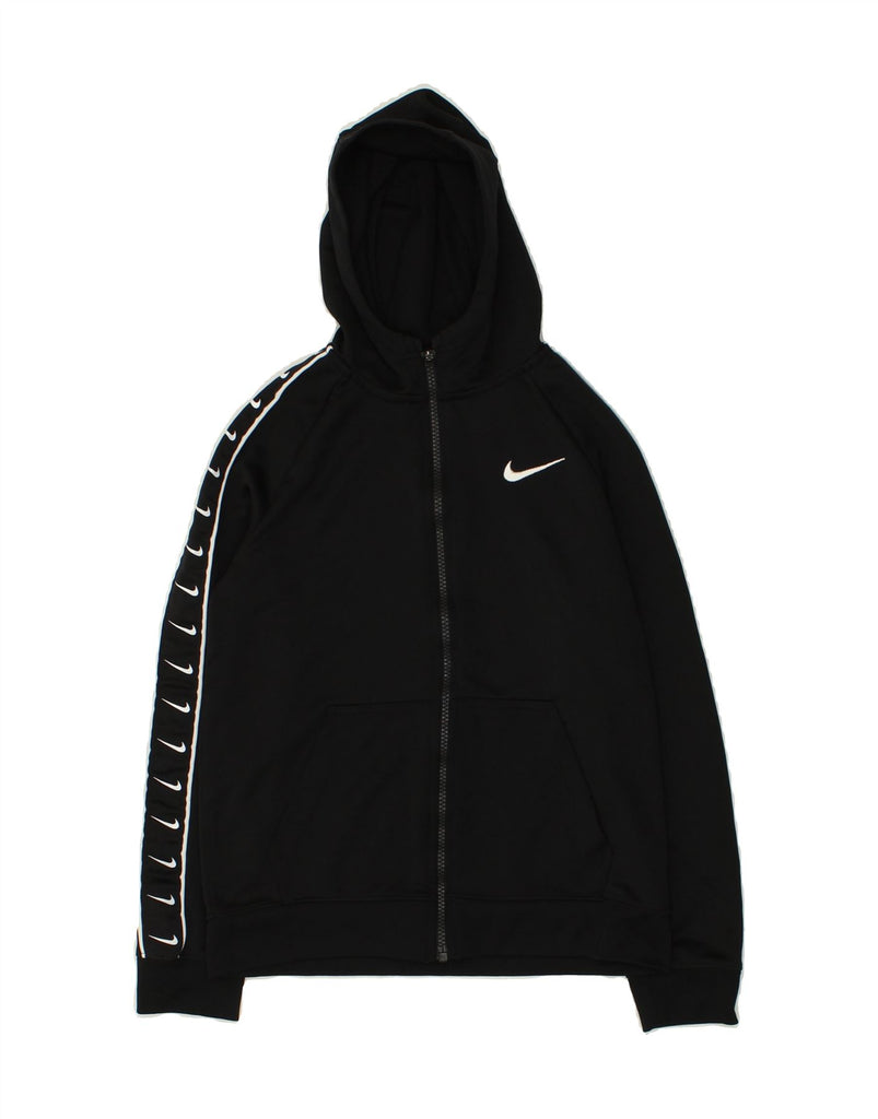 NIKE Boys Graphic Zip Hoodie Sweater 10-11 Years Medium Black Polyester | Vintage Nike | Thrift | Second-Hand Nike | Used Clothing | Messina Hembry 