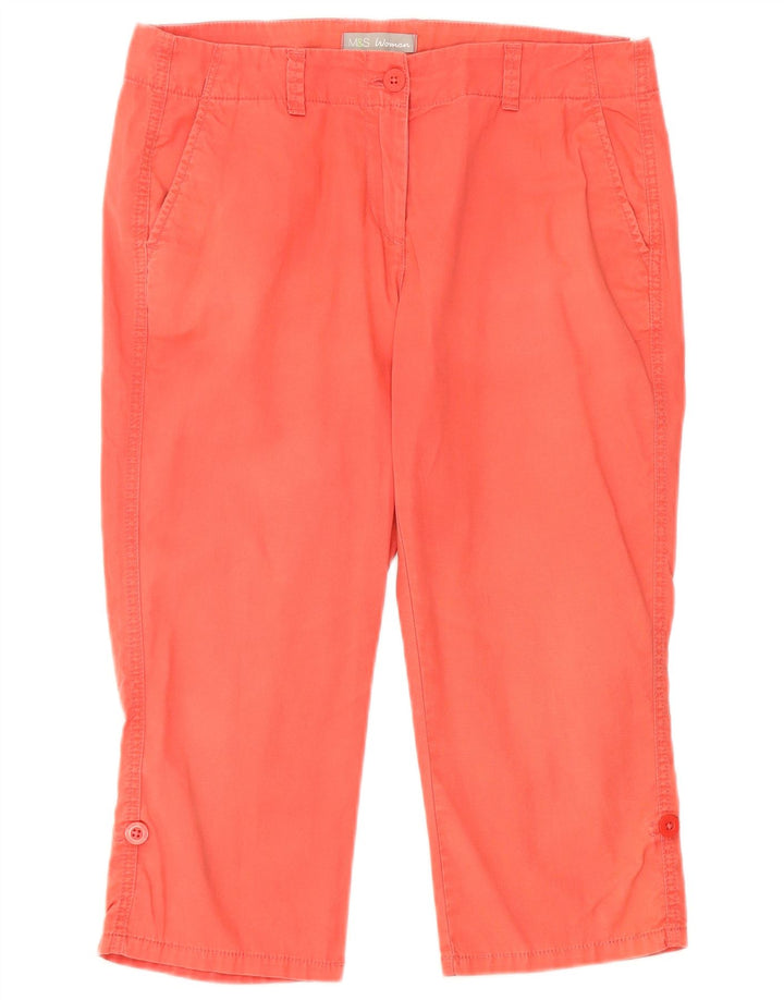 Marks & Spencer Womens Capri Trousers UK 12 Medium W32  Pink Cotton