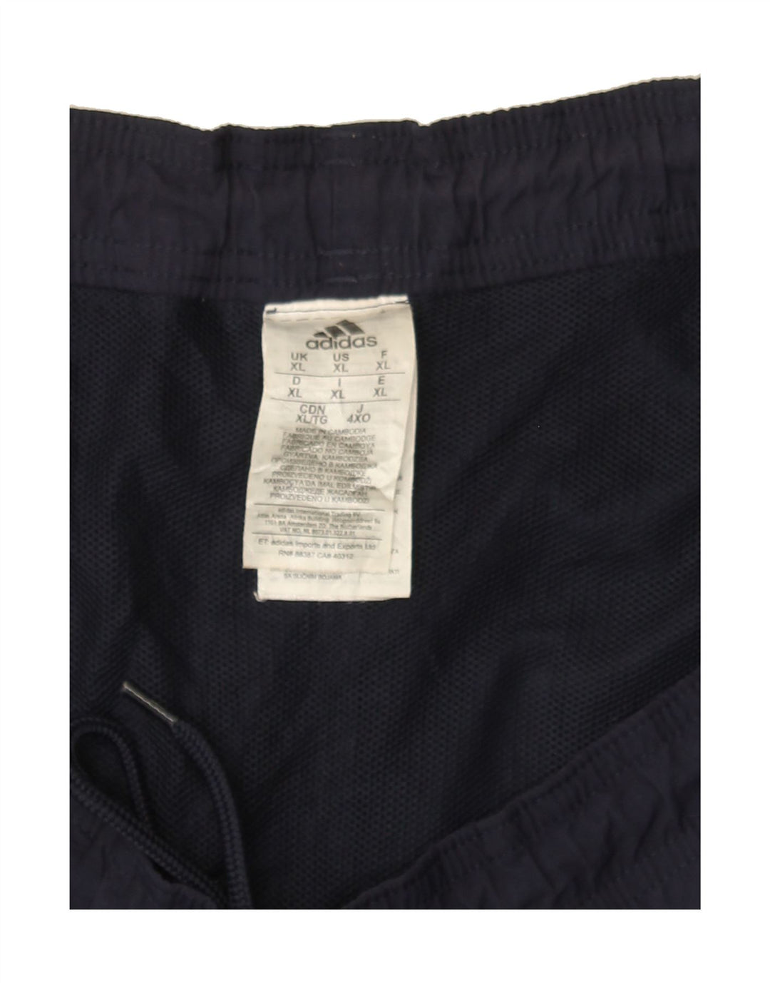 ADIDAS Mens Sport Shorts XL Navy Blue Nylon Vintage Adidas and Second-Hand Adidas from Messina Hembry 