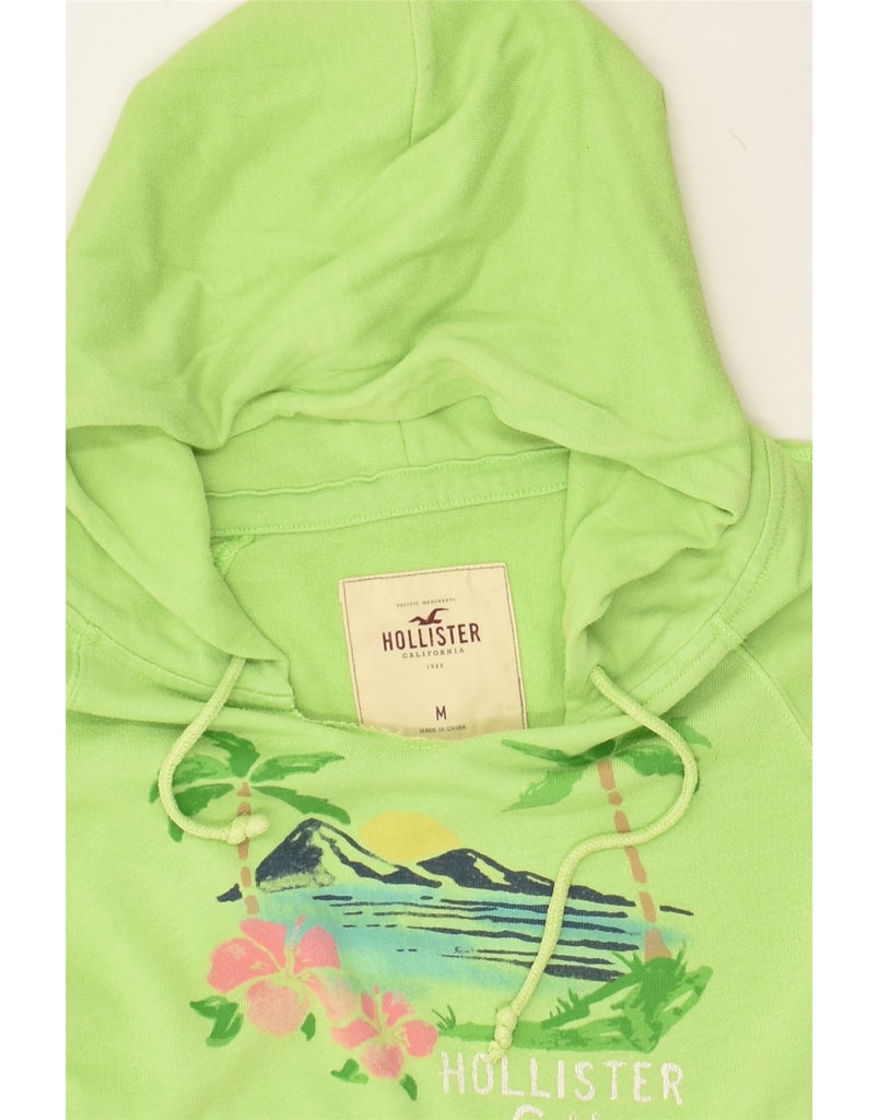 HOLLISTER Womens Graphic Hoodie Jumper UK 14 Medium Green Cotton | Vintage Hollister | Thrift | Second-Hand Hollister | Used Clothing | Messina Hembry 