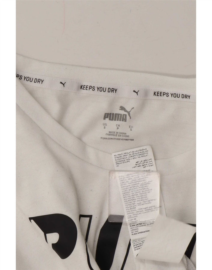 Puma Womens Graphic T-Shirt Top UK 10 Small White Polyester