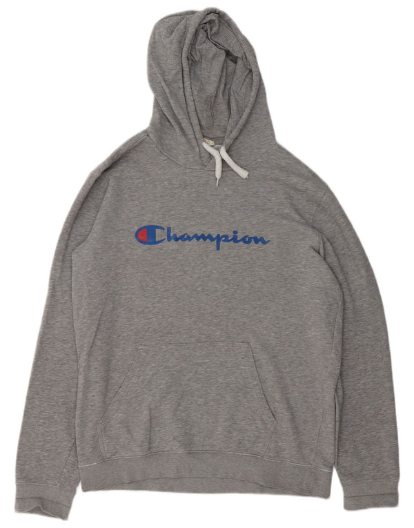 Champion Mens Graphic Hoodie Jumper XL Grey Flecked