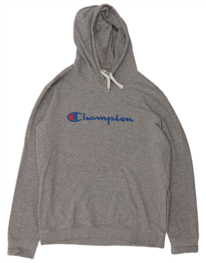 Champion Mens Graphic Hoodie Jumper XL Grey Flecked