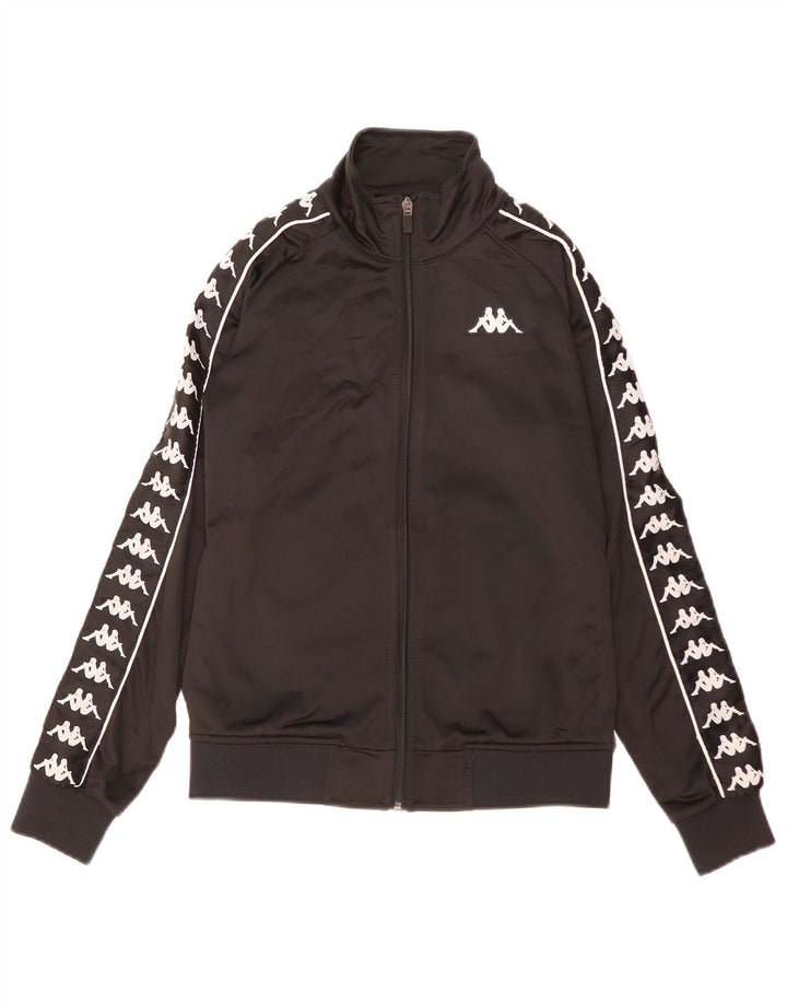 Kappa Mens Graphic Tracksuit Top Jacket Small Black Polyester