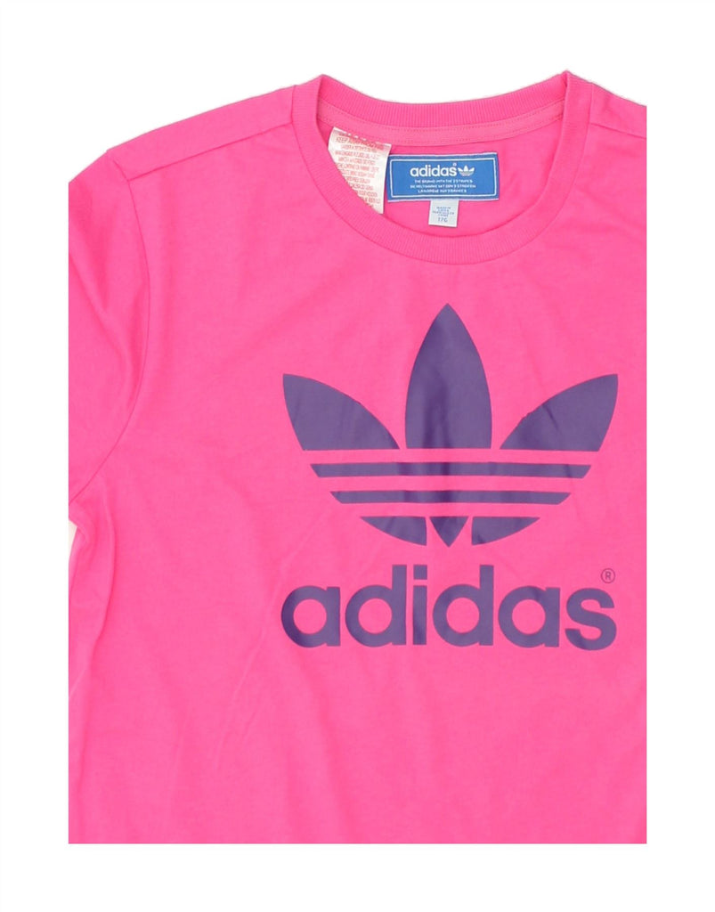 ADIDAS Girls Graphic T-Shirt Top 15-16 Years Pink Cotton | Vintage Adidas | Thrift | Second-Hand Adidas | Used Clothing | Messina Hembry 