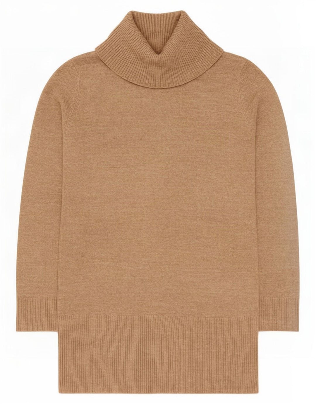 Marks & Spencer Womens Longline Roll Neck Jumper Sweater UK 8 Small Beige
