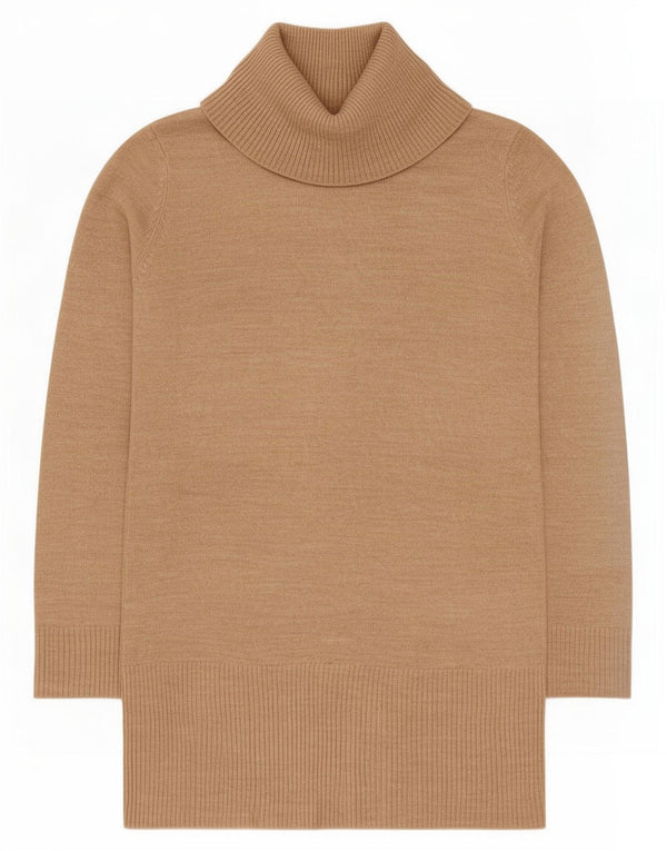 Marks & Spencer Womens Longline Roll Neck Jumper Sweater UK 8 Small Beige