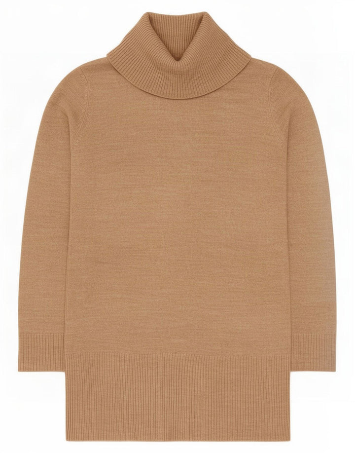 Marks & Spencer Womens Longline Roll Neck Jumper Sweater UK 8 Small Beige