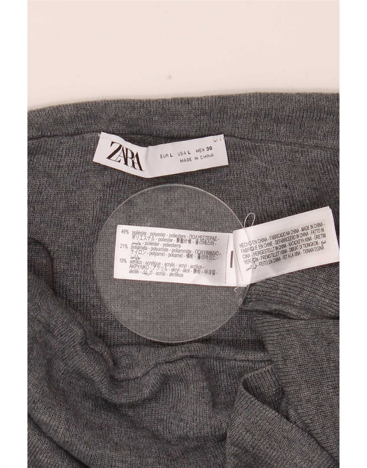 Zara Womens Roll Neck Jumper Sweater UK 14 Large Grey Polyester