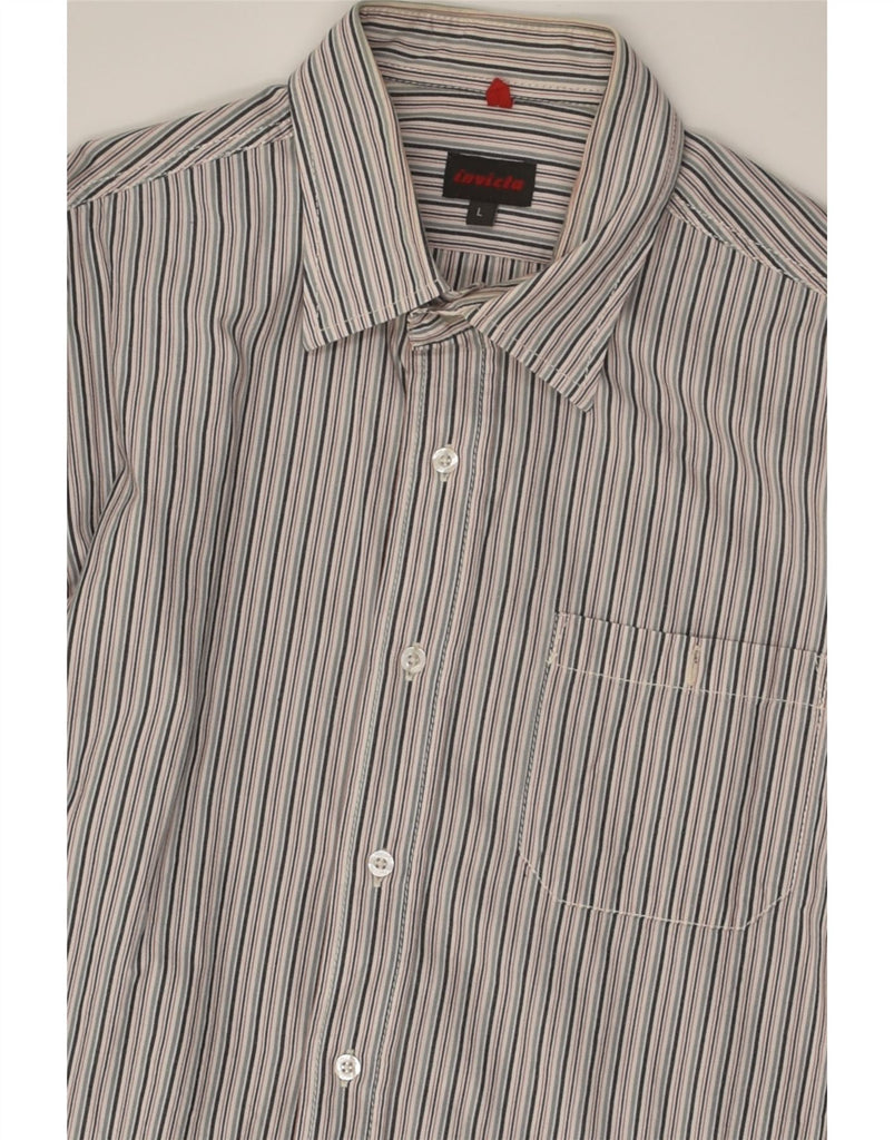 INVICTA Mens Shirt Large Grey Striped Cotton | Vintage Invicta | Thrift | Second-Hand Invicta | Used Clothing | Messina Hembry 