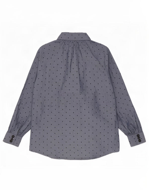 Massimo Dutti Womens Shirt Blouse EU 40 Medium Blue Geometric Cotton