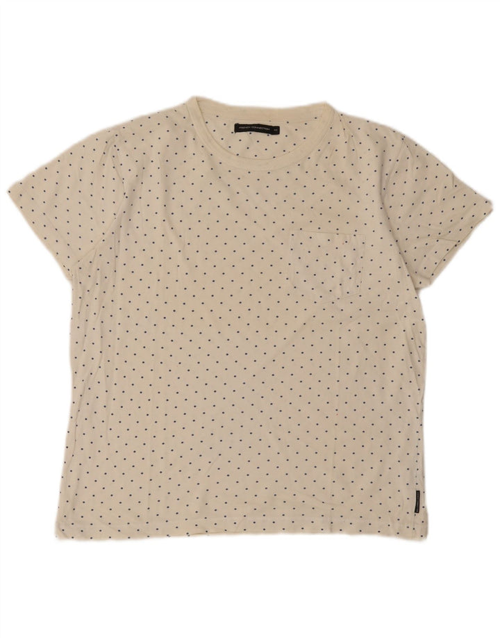 French Connection Mens T-Shirt Top Medium Off White Spotted