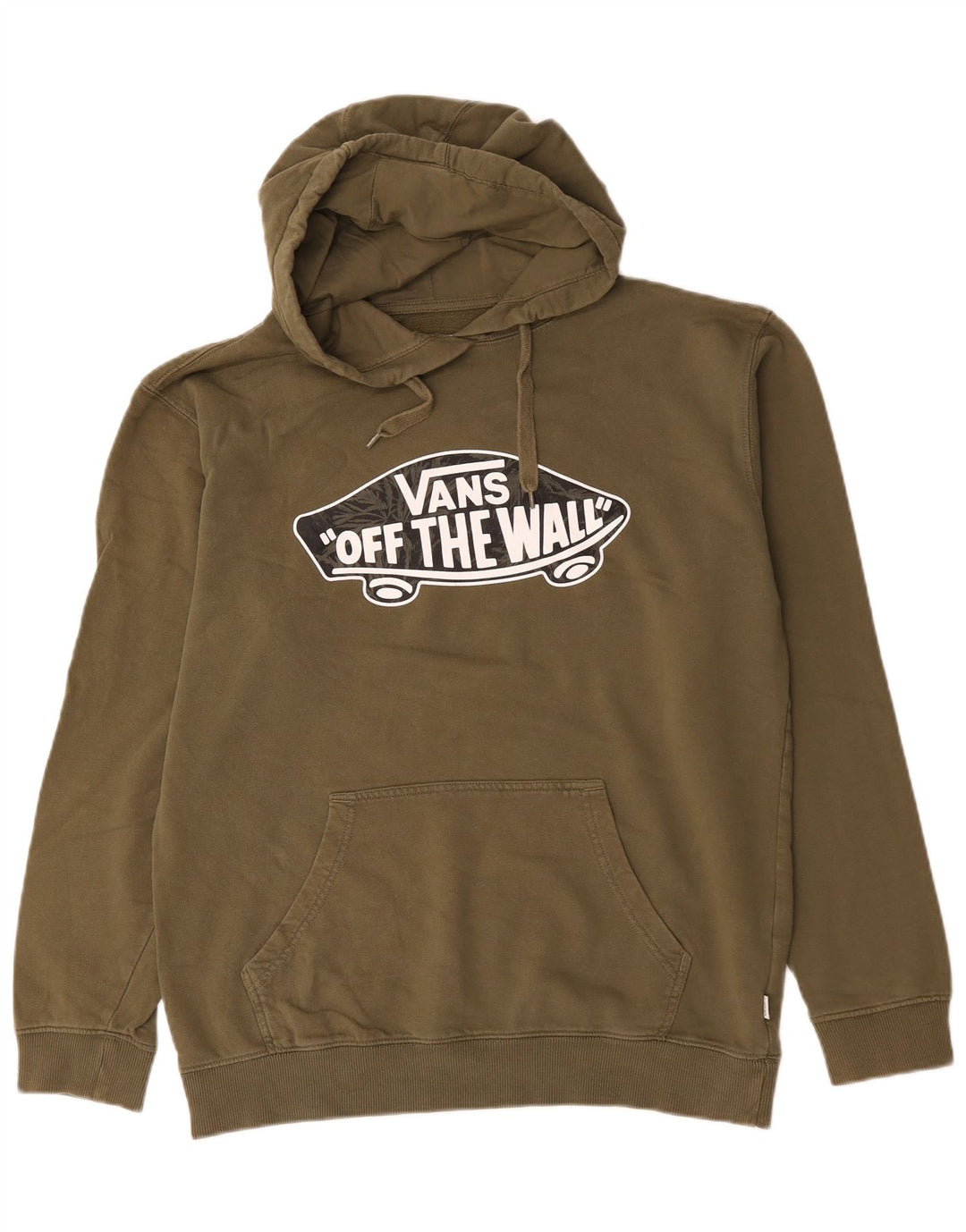 Vans Mens Graphic Hoodie Jumper Large Khaki Cotton