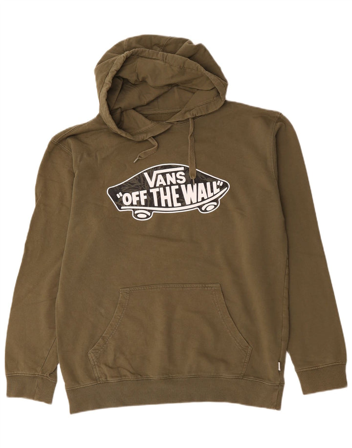Vans Mens Graphic Hoodie Jumper Large Khaki Cotton