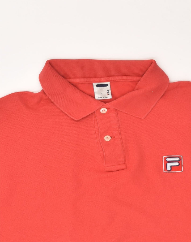 FILA Mens Long Sleeve Polo Shirt Large Red Cotton | Vintage Fila | Thrift | Second-Hand Fila | Used Clothing | Messina Hembry 