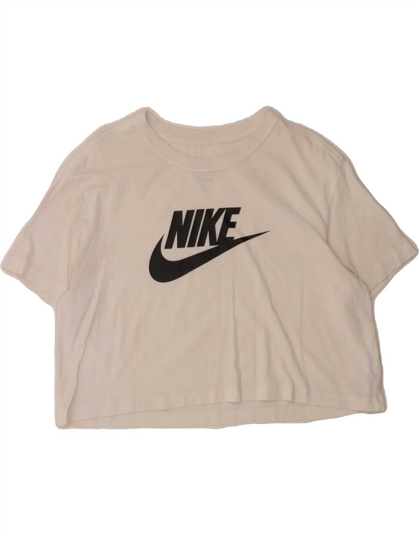 NIKE Womens Loose Fit Crop Graphic T-Shirt Top UK 14 Medium White