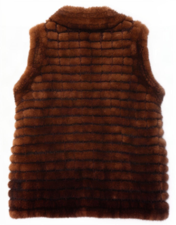 Vintage Womens Fur Gilet UK 14 Medium Brown