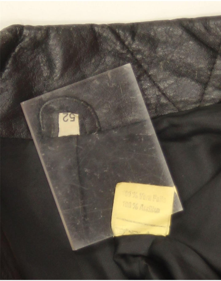 Vintage Mens Leather Jacket IT 52 XL Black Leather