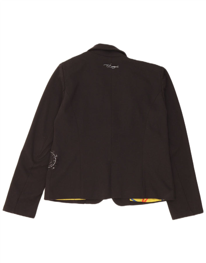 Desigual Womens 1 Button Blazer Jacket EU 42 Large Black Polyester