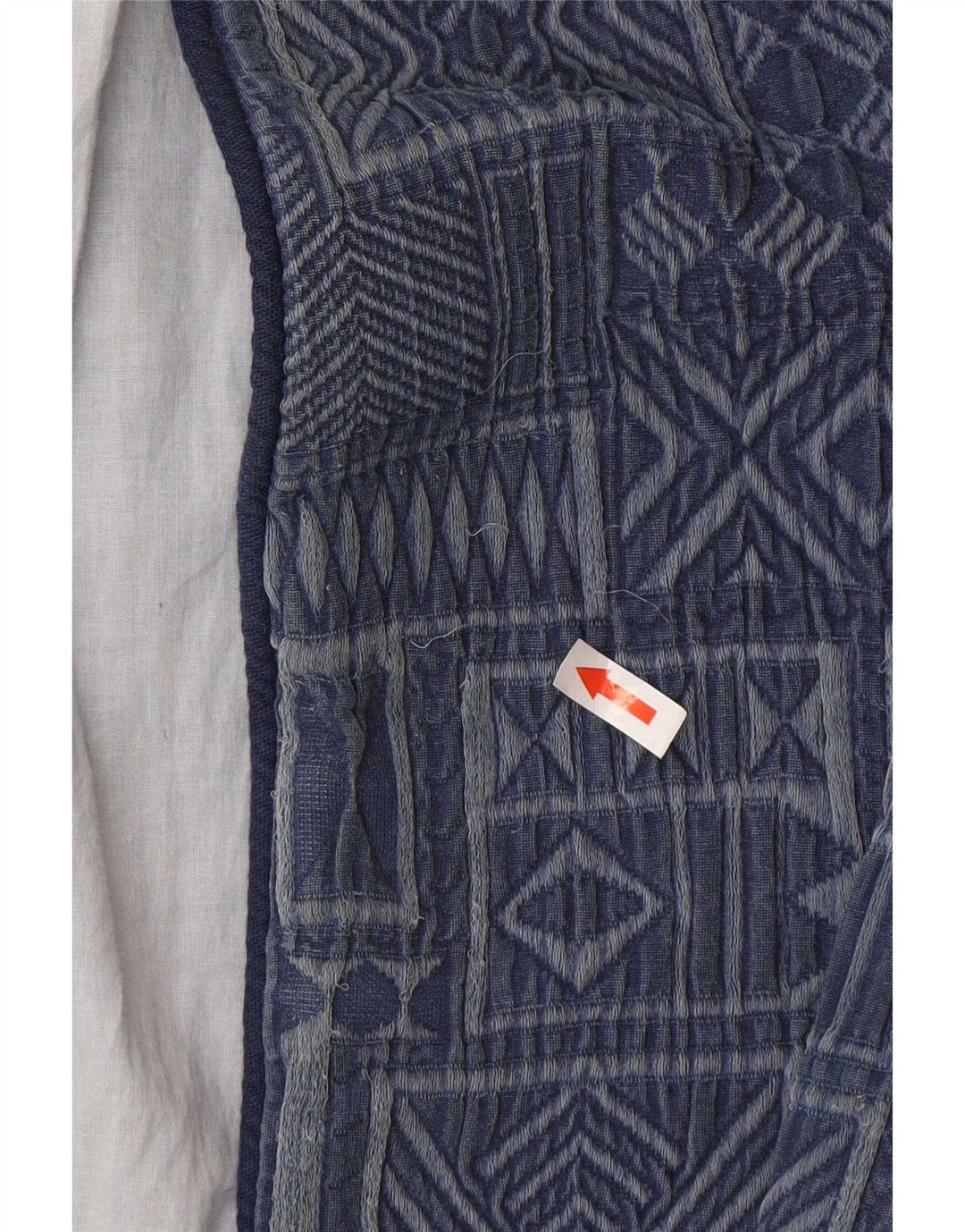 Zara Womens Open Overcoat UK 16 Large Navy Blue Geometric Cotton