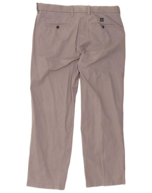 Marks & Spencer Mens Blue Harbour Straight Chino Trousers W36 L29 Grey