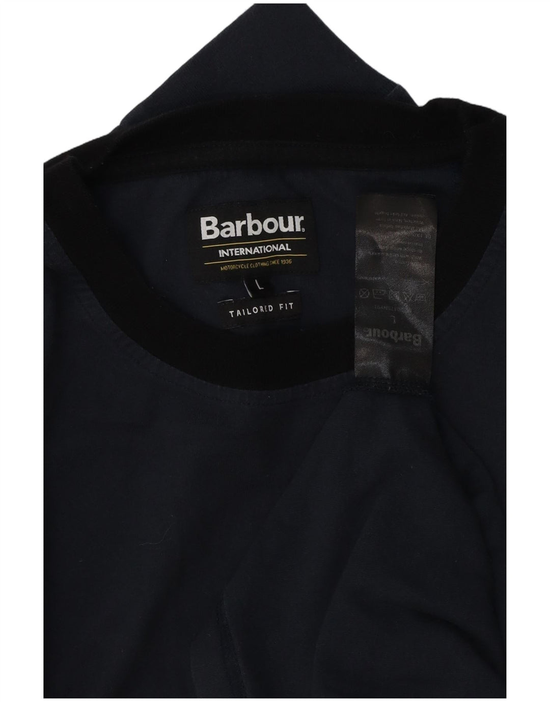 BARBOUR Mens Tailored Fit Top Long Sleeve Large Navy Blue Colourblock