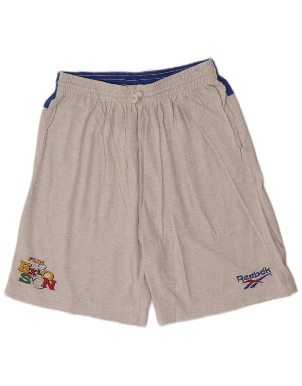 Reebok Mens Graphic Sport Shorts Small  Grey Colourblock Cotton