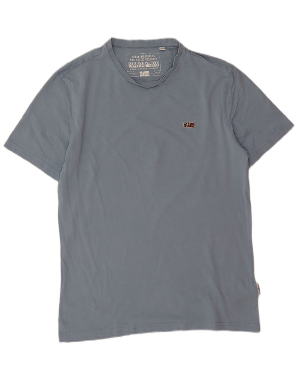 Napapijri Mens T-Shirt Top Medium Blue Cotton