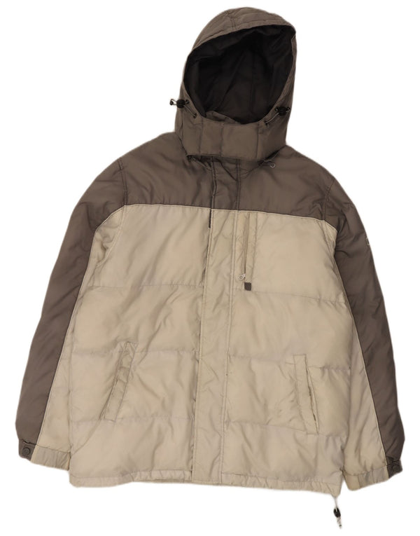 Champion Mens Hooded Padded Jacket UK 40 Large Grey Colourblock