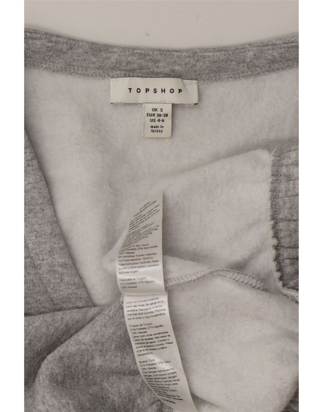 Topshop Womens Crop Oversized Sweatshirt Jumper UK 10 Small Grey Polyester