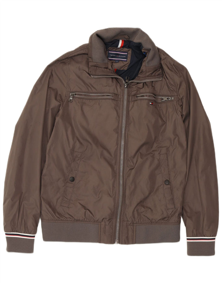 TOMMY HILFIGER Mens Bomber Jacket UK 38 Medium Brown Polyamide