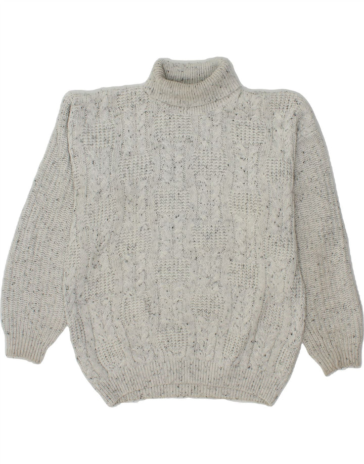 VINTAGE Womens Roll Neck Jumper Sweater UK 16 Large Grey Flecked Vintage Vintage and Second-Hand Vintage from Messina Hembry 