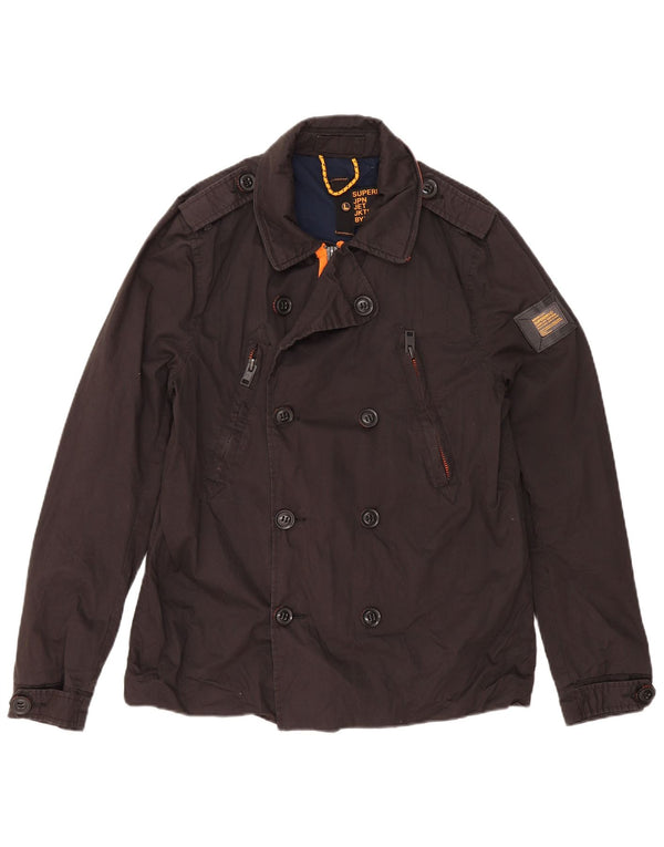 Superdry Womens Pea Coat UK 16 Large Black Cotton